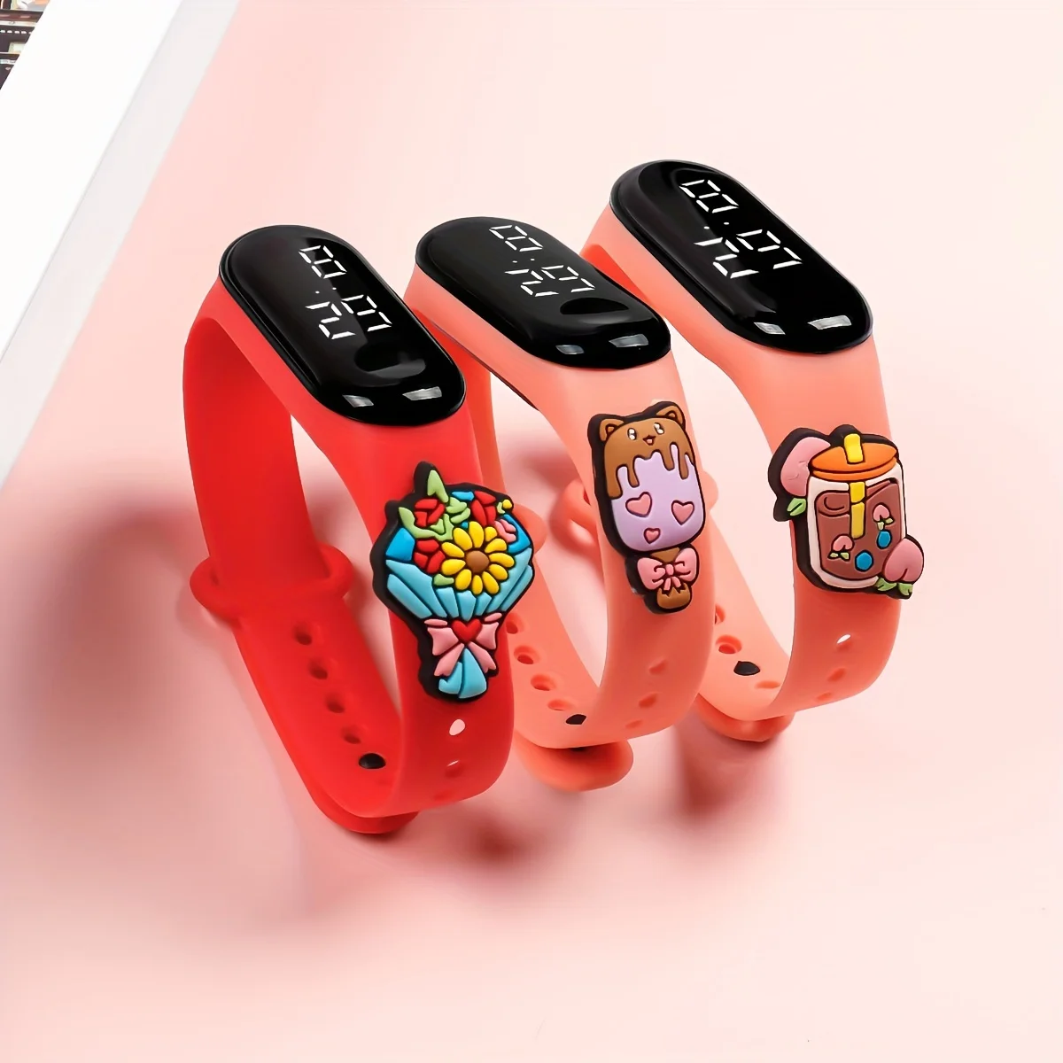 3pcs Cute Doll Silicone Touch LED Watch, Minimalist Student Daily Wristwatch