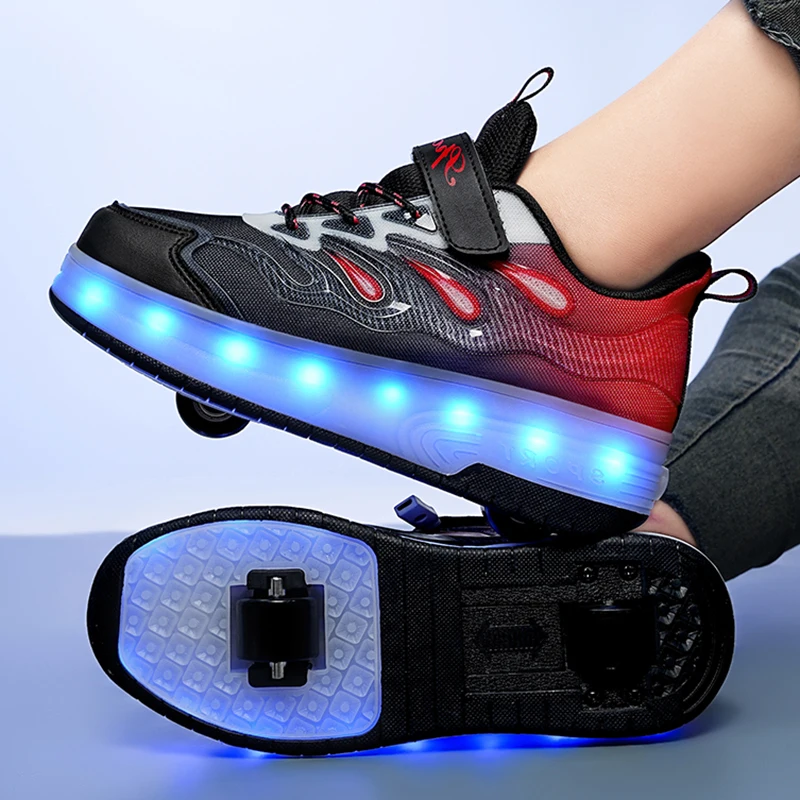 

Boys' & Girls' Roller Sneakers: Kids' 8-Wheel Invisible Roller Skates, 4-Wheel Wheeled Shoes for Students