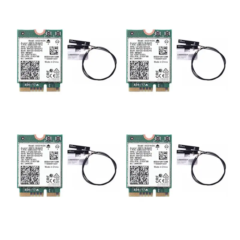 

Exquisite-4X Wifi Card Ax201 Ngw With Antenna Wifi 6 3000Mbps M.2 Cnvio2 Bluetooth 5.1 Wifi Adapter For Windows10