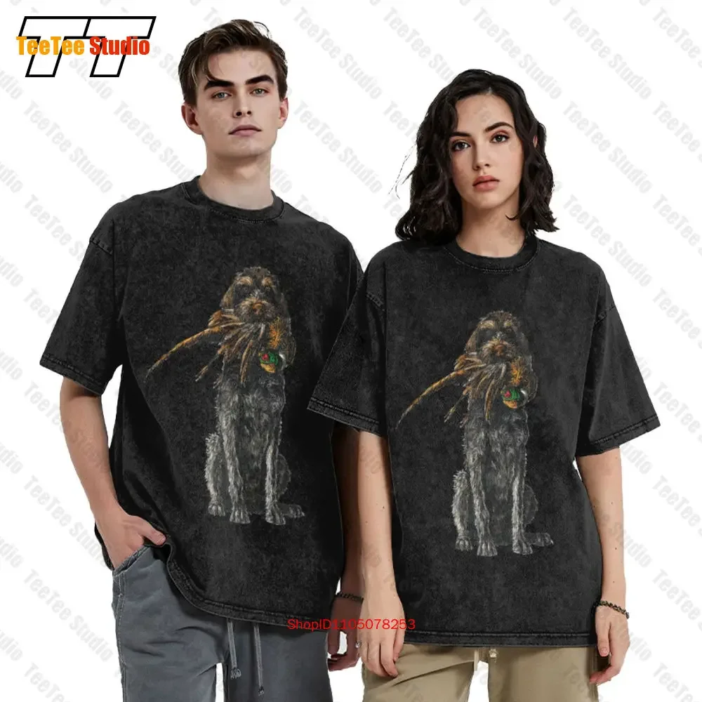 Deutsch Drahthaar German Wirehaired Pointer Vintage Oversized T-Shirt 762Z