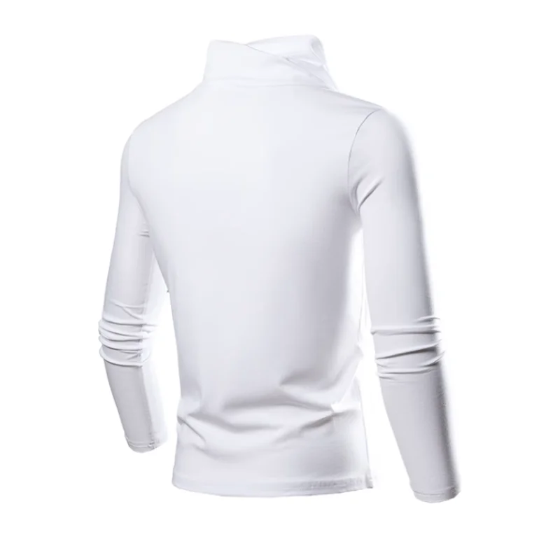 2023 Winter Warm Half High Collar Fashion Thermal Underwear Men Mock Neck Basic T-shirt Blouse Pullover Long Sleeve Top Fashion