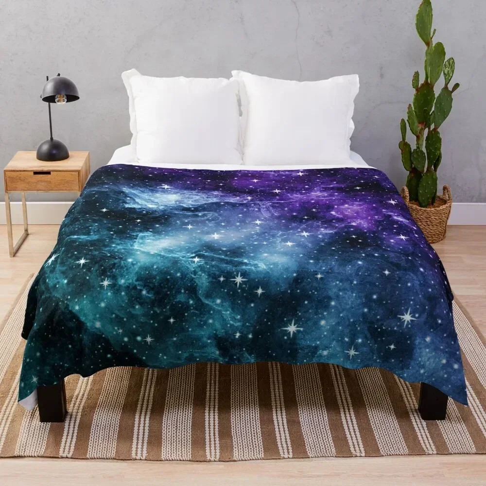 

Purple Teal Galaxy Nebula Dream #1 #decor #art Throw Blanket Soft Bedroom Blanket for Night Sleeping