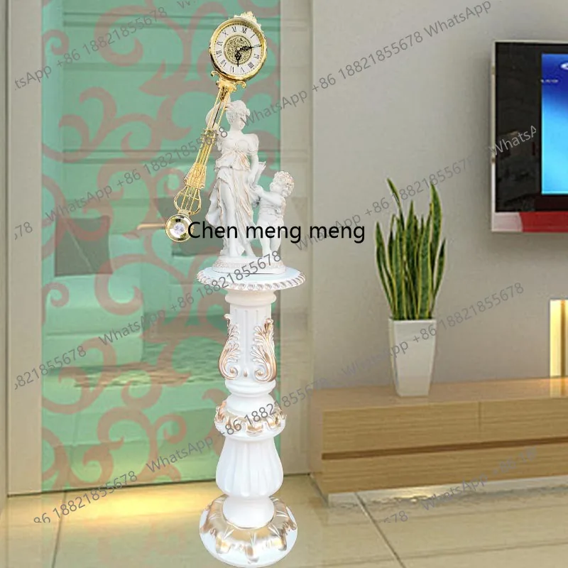 

European living room vertical clock movement retro silent standing clock floor pendulum clock fashion resin