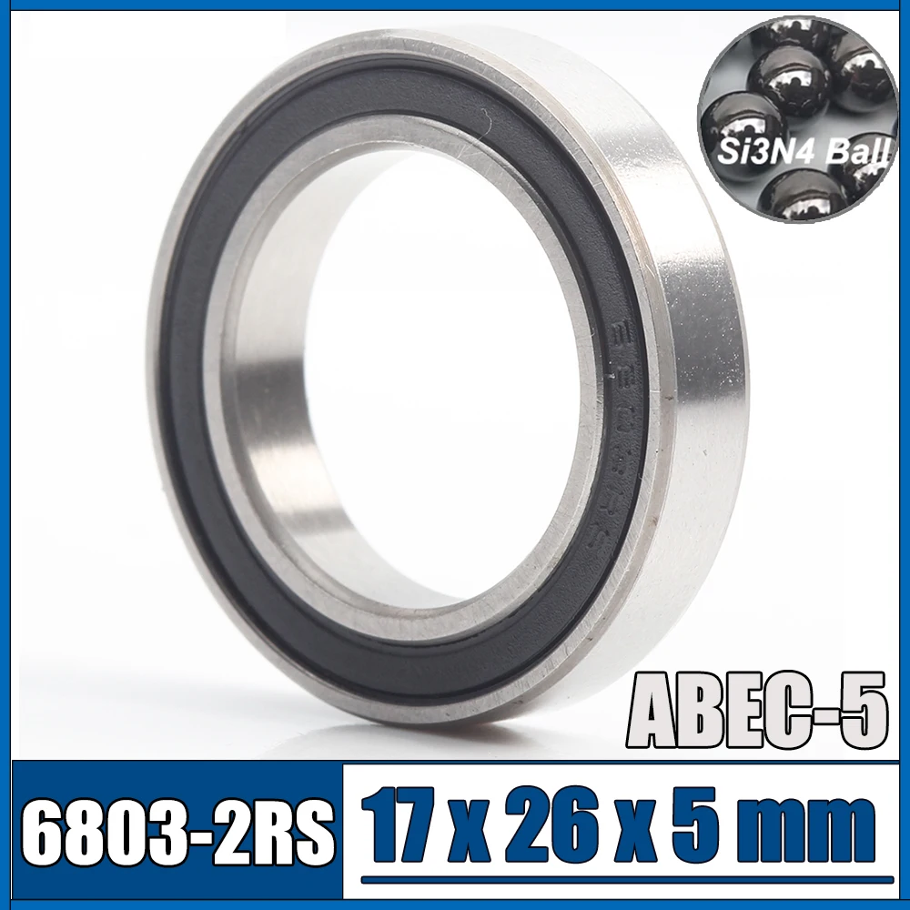 6803RS Lai Ceramic Chịu Lực 17*26*5 Mm ABEC-5 1 Xe Đạp Dưới Chân Đế & Spares 6803 RS 2RS Si3N4 Vòng Bi 6803-2RS