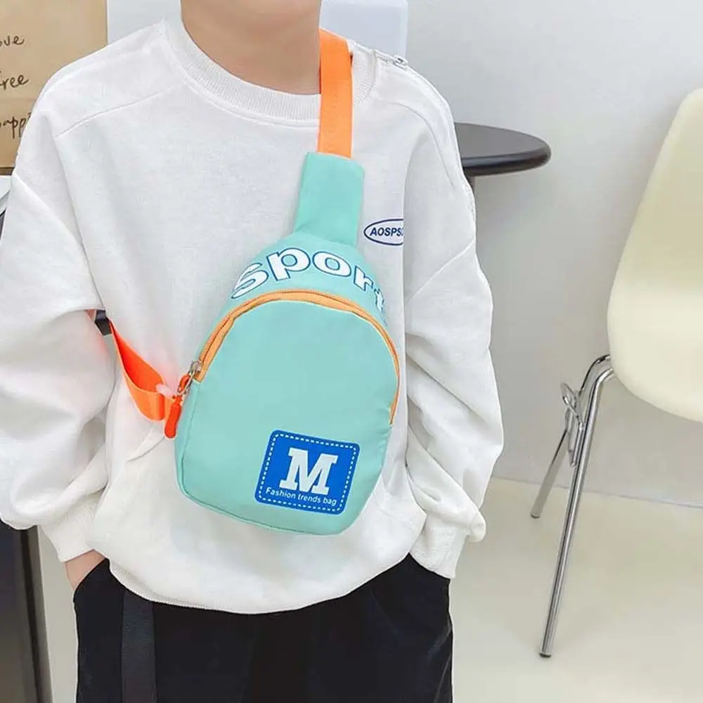 

Fashion Letter M Kids Chest Bag Korean Style Nylon Children Crossbody Bag Zipper Handbag Outdoor Travel Shoulder Bag Boy/Girls