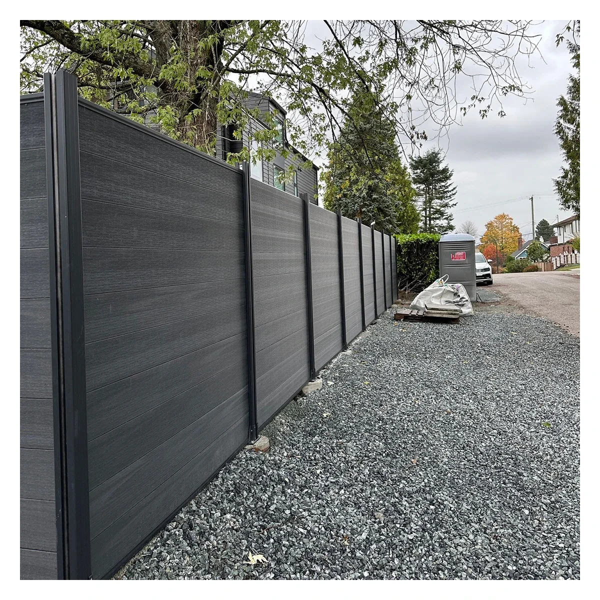 

easy-to-install outdoor co-extrusion WPC privacy fence panel door, wood-plastic composite door with aluminum door frame