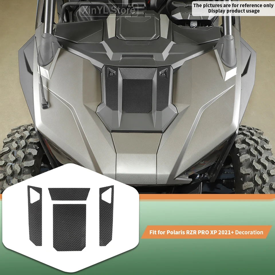 Decal-Carbon Fiber Pattern Trim Sticker for Engine Compartment Hood Compatible with 2021 Up Polaris RZR PRO XP