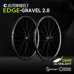 ELITEWHEELS EDGE 2.0 Gravel Wheels Ultralight 1260g 30mm*25mm Center Lock 700C Carbon Wheelset Disc Brake Hookless WING 20 Spoke