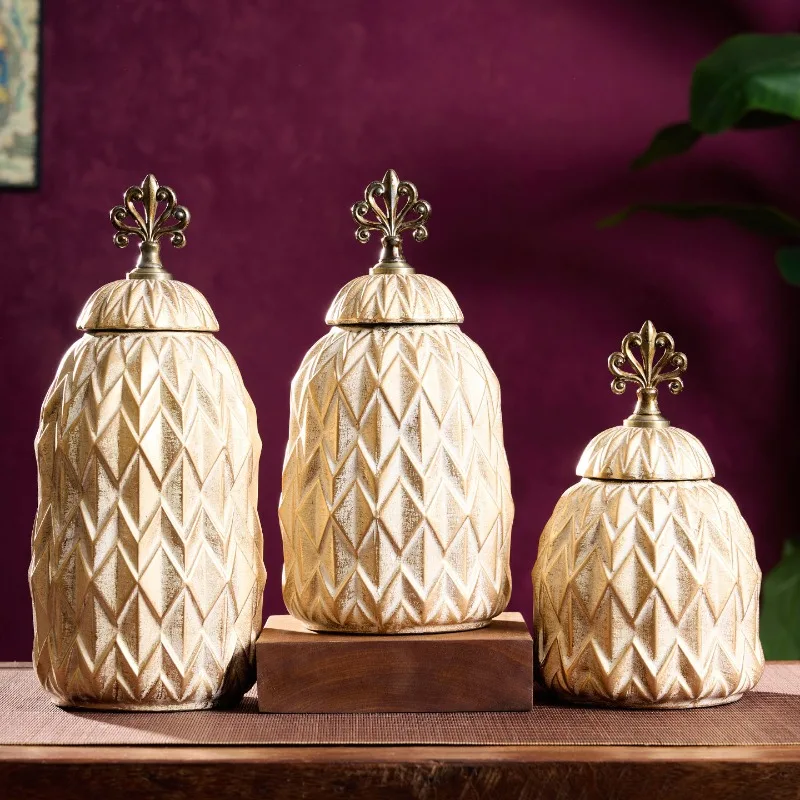 Southeast Asian Ceramic Airtight Storage Canister Multipurpose Tea Container Candy Decorative Vase Ornament Tabletop Art Display