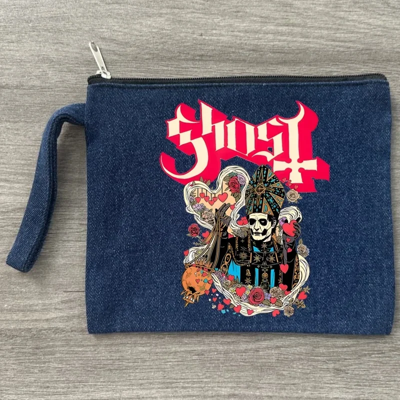 

Ghost Band Heavy Metal Music Band Prevalent Canvas Pouch Slogan Canvas Women Canvas Denim Cosmetic Bag Organizer Print Women