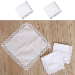 Women and Men Solid White Hankies Absorbent Cotton Handkerchief for Embroidery