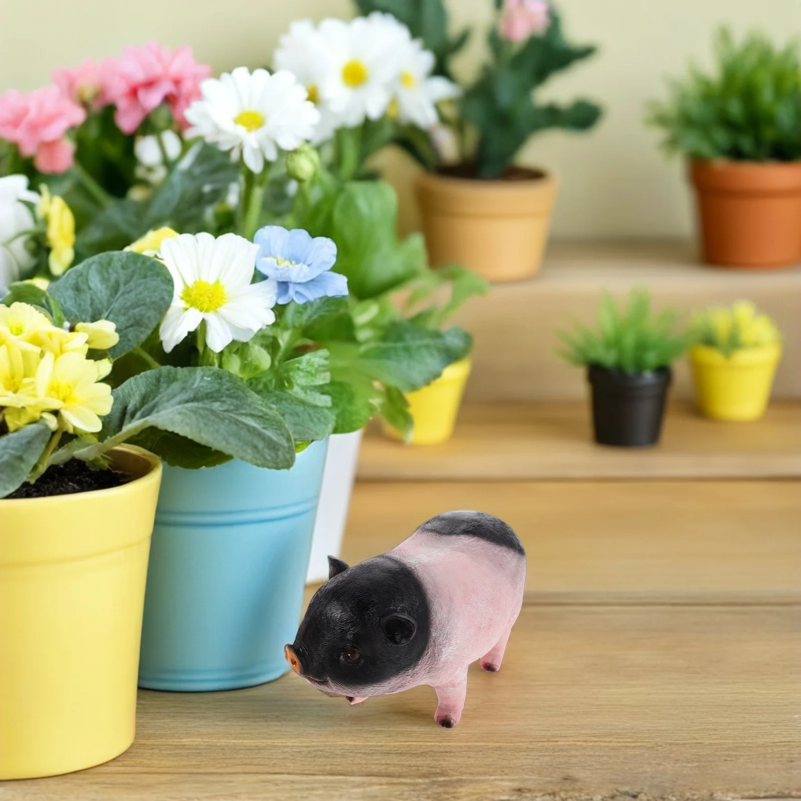 

2pcs Garden Pig Statue Resin Outdoor Statues Cute Mini Animal Figurines Lawn Decoration Yard Sculptures Farm Ornament Piggy