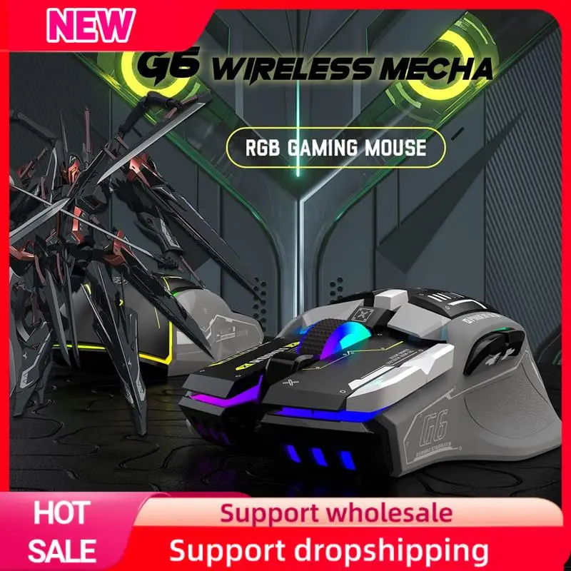 Superior G6 Wireless Gaming Mouse 3 Modes 4000 DPI 11 RGB Backlit Rechargeable Silent Computer Gaming Mice -Black Durable