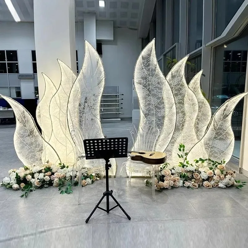 Mesh Iron Frame Activity Background Frame Light Emitting Diode Light's Waveform Seaweed Wedding Party Background Frame