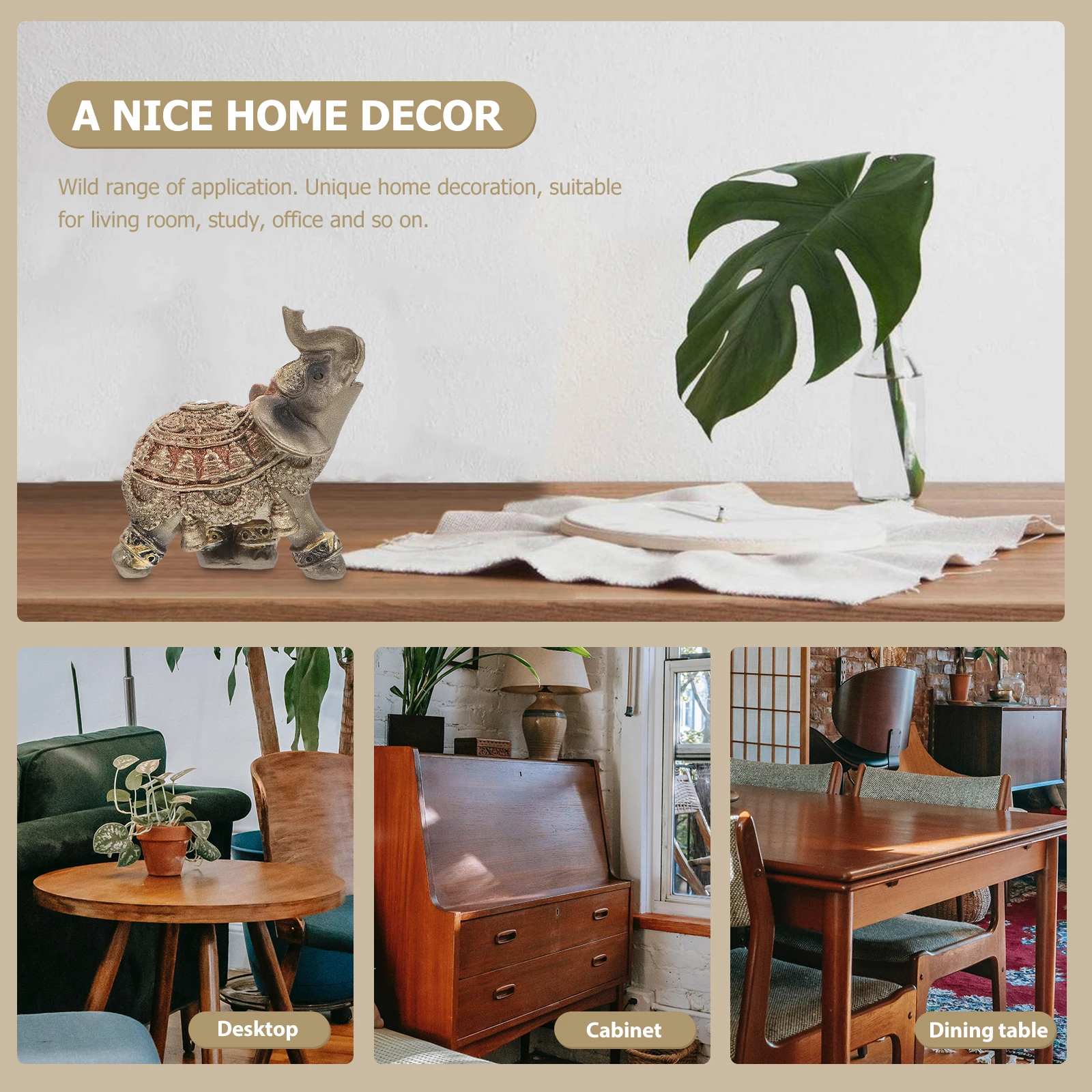 

Premium Resin Elephant Ornament for Desktop Decorative Home Office Cabinet Display Retro Style Creative Luck Gift