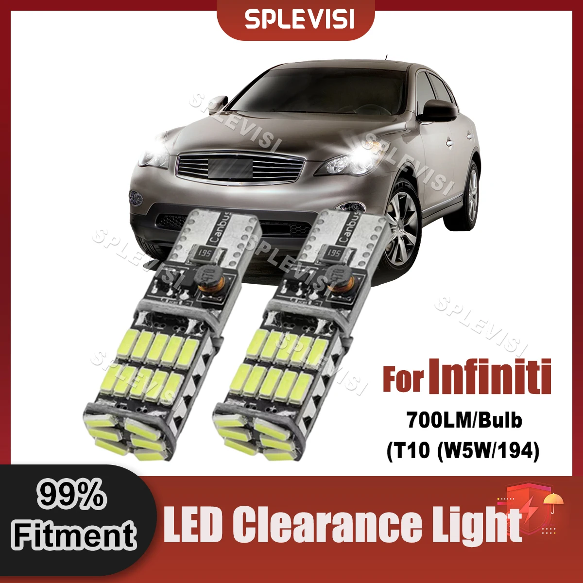 

2x LED Clearance Lamp Light Bulb W5W T10 Canbus Compatible For Infiniti EX35 EX37 G35 G37 FX35 FX37 FX45 FX50 M35 M37 M56