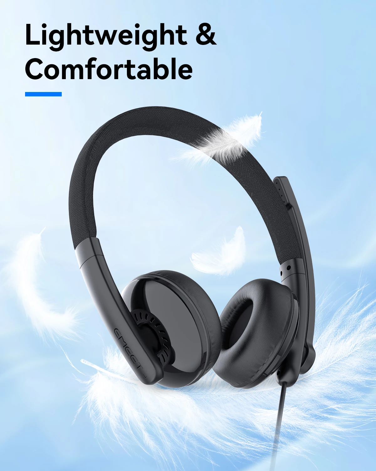 Imagem -02 - Emeet Fone de Ouvido com Fio Fone com Microfone Call Center Fones de Ouvido Usb Enc Noise Cancelling Office Cabo Headsets para Telefone pc Computadorfone de Ouvido Gamer