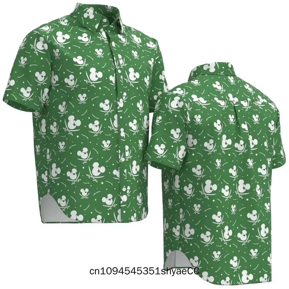 Disney Hawaiian Shirt Mickey Mouse Blindfold Pirate Sword Shirt Disneyland Hawaiian Shirt Fashion Short Sleeve Shirt