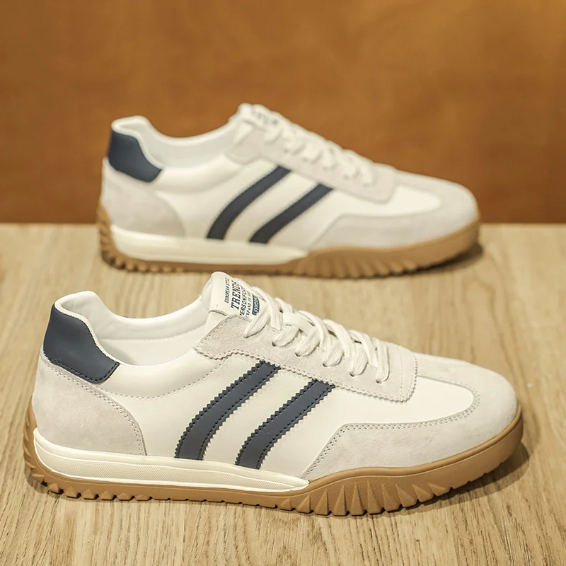 

High Quality Men's Vulcanized Sneakers Leather Casual Shoes Breathable Mesh Men Tennis Shoes Male Flat Shoe Zapatillas Hombre