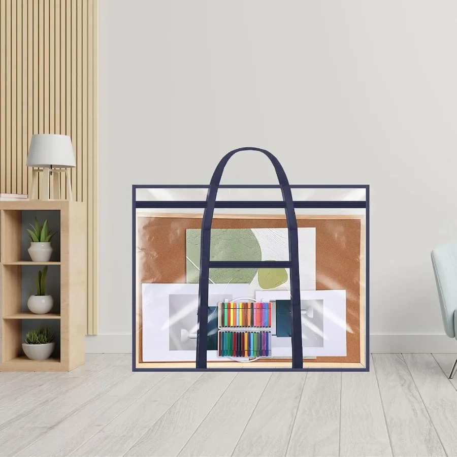 Custodia grande per portafoglio artistico Borsa portaoggetti per poster 48 x 36 con materiale in PVC e manici con cerniera per insegnanti e artisti Include il toro