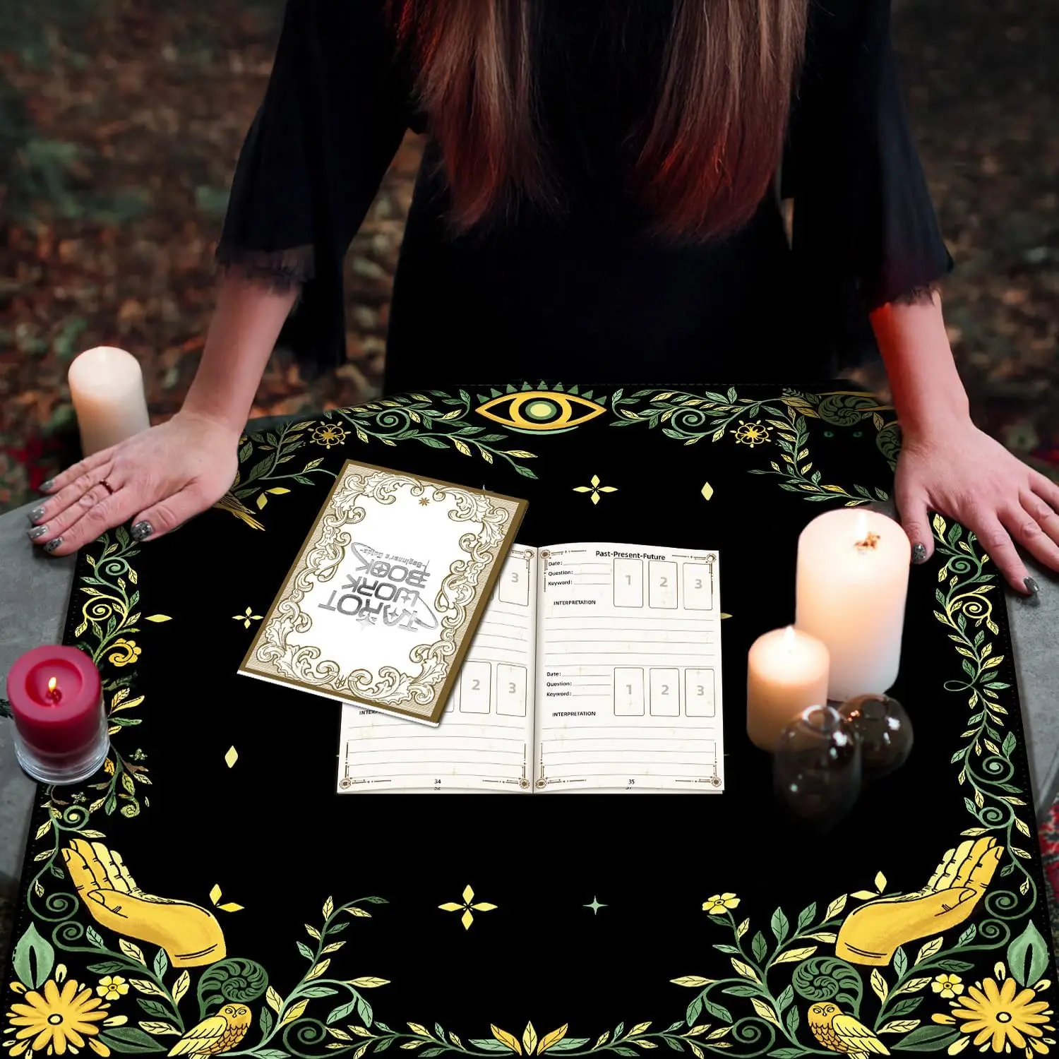 Tarot Mat Divination Table Cloth for Divination, Spiritual Meditation Mat, Cotton Woven Tapestry, Reading and Altar Cloth Witchy