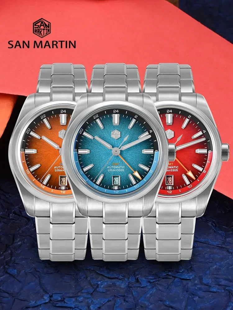 

Новые часы San Martin 39 мм, эмалированные часы JianZhan GMT Miyota 9075, автоматические механические роскошные мужские часы Gada для дайвинга в китайском стиле SN0144