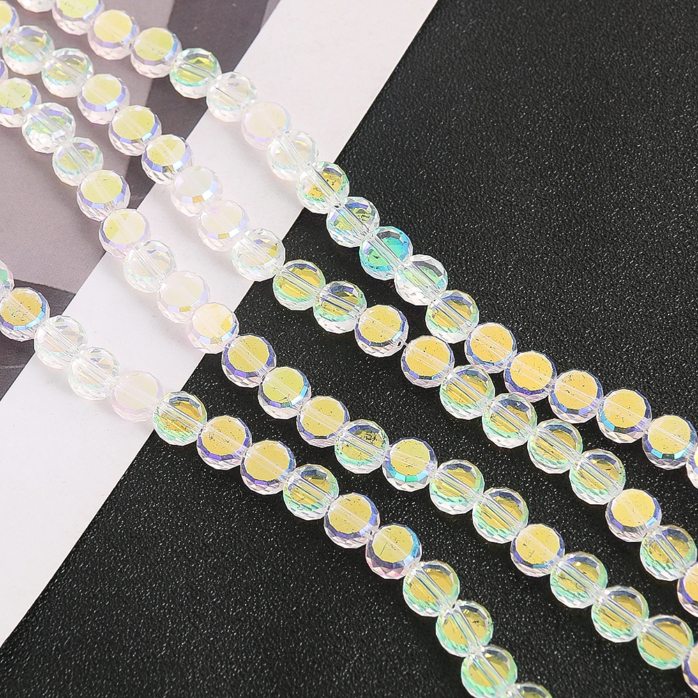 80PCS/String 8MM Crystal AB Float Wheel Candy Beads Hanging Suncatchers  Baby Decoration Home Garden Pendant Windgong Bamboe
