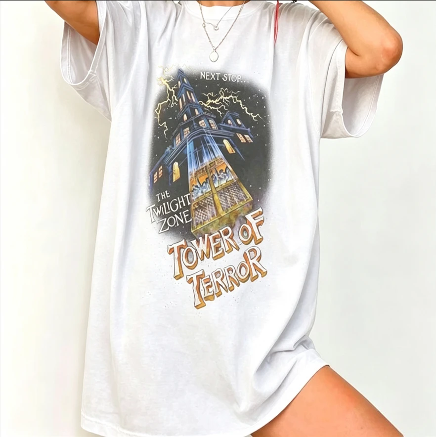 2026 Tower Of Terror Twilight Zone T-Shirt Unisex Cotton Short Sleeve Tee Vintage Horror Tower Graphic Men Women Casual Tees