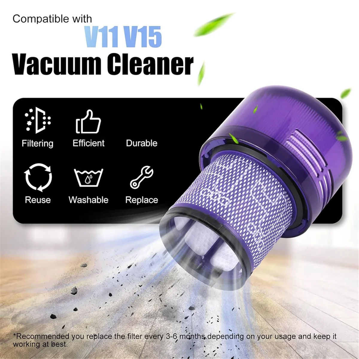 Poubelle d'aspirateur avec filtre HEPA, remplacement de la cartouche améliorée pour Dyson V11, V15, SV14, SV15, SV22