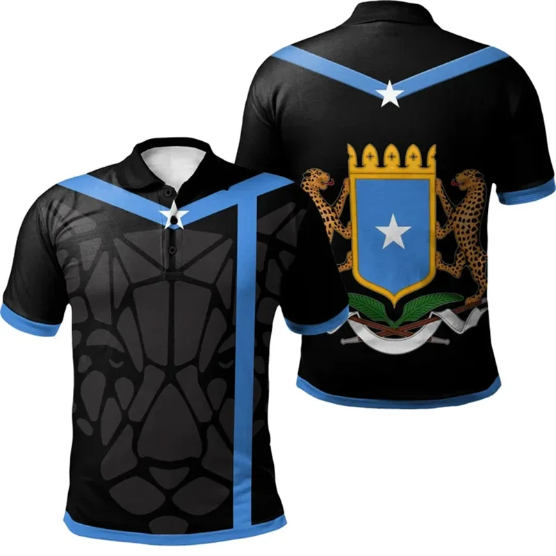 Africa Country Somalia Flag 3D Print Polo Shirts For Men Clothing Casual Male POLO Shirt Sportswear Fitness Jersey Tops Lapel