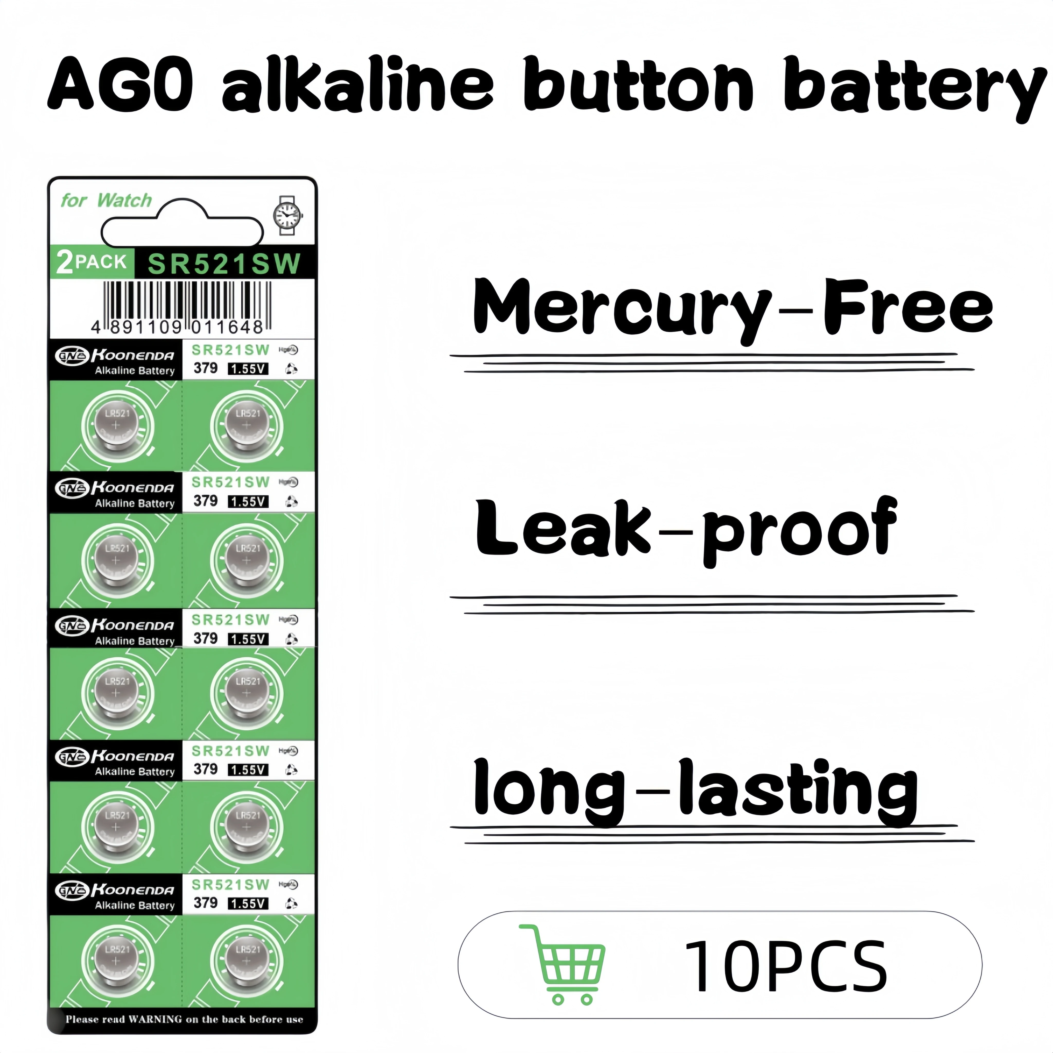 

10-100PCS AG0 LR632 1.5V Button Battery, Mercury-Free, Stable Power Supply for Watches, Toys and Various Electronic Devices