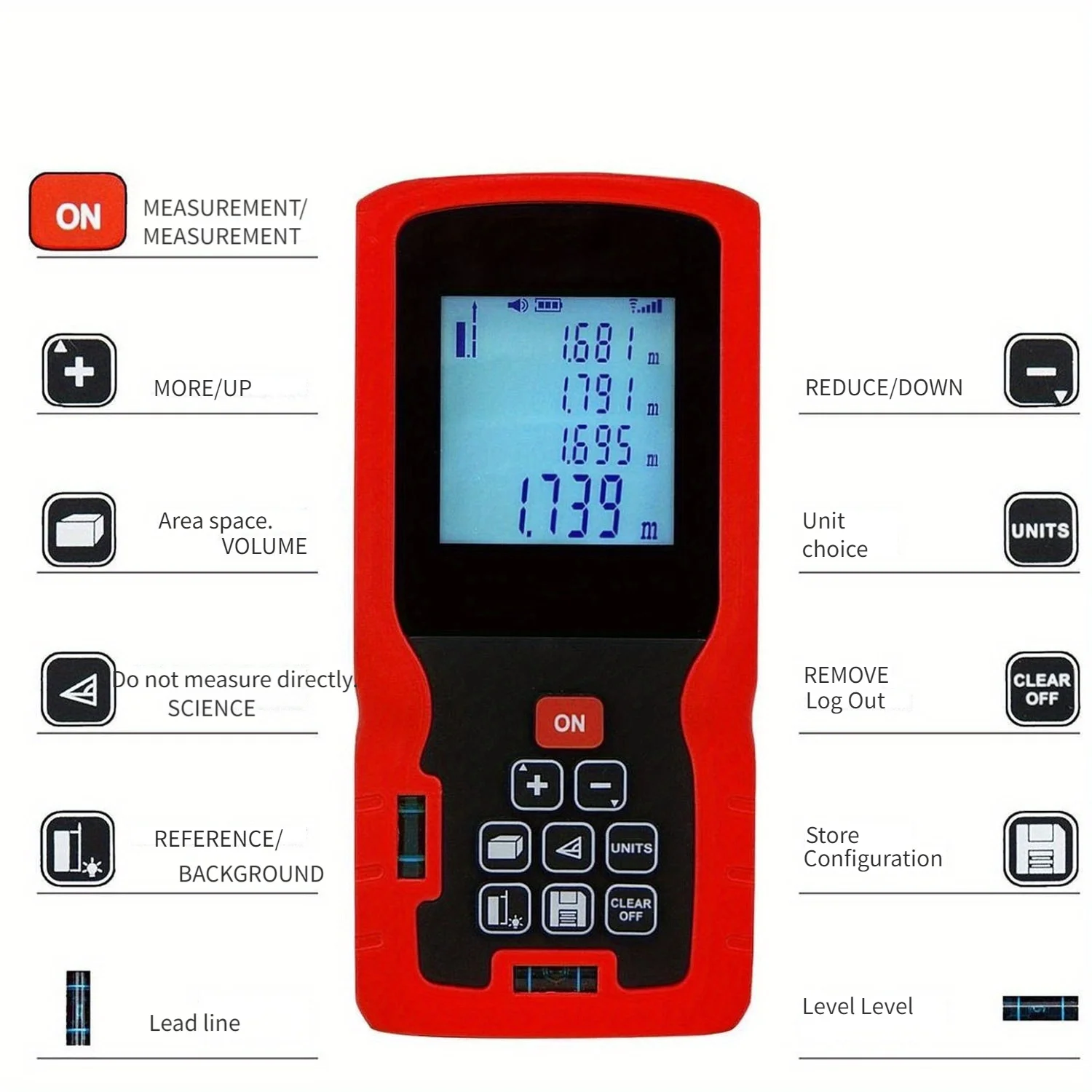 1pc Laser Distance Measure High Accuracy 40m/131Ft Laser Tape Measure 40M Compact Laser Measurement Tool with Larger Backlit LCD