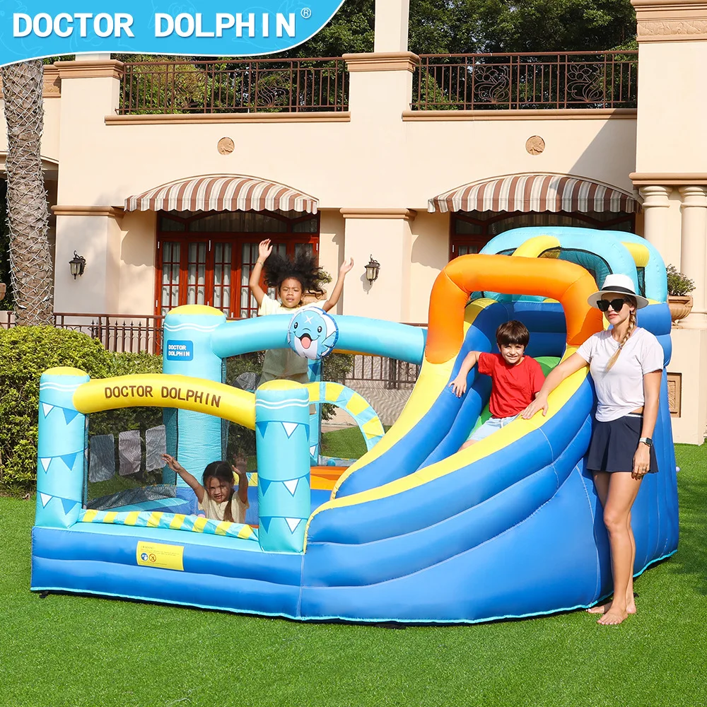 Doctor Dolphin Inflatable Bouncy Castle Slide Kids Bounce House Home Inflatable Castle Combination Slide Trampoline kids toys