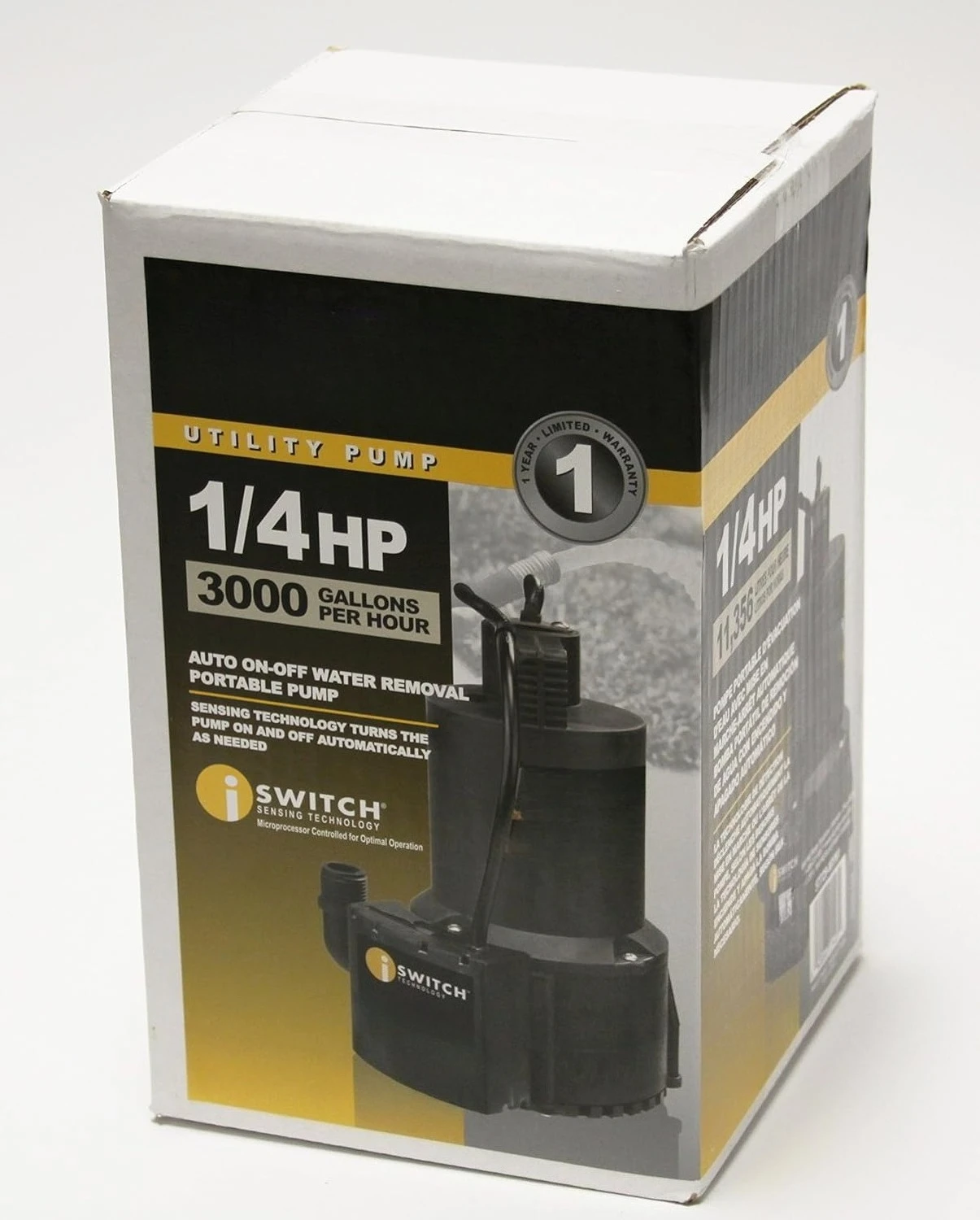 ZZZ- مضخة غاطسة متعددة الاستخدامات مقاومة للحرارة بقوة 1/4 حصان، باللون الأسود