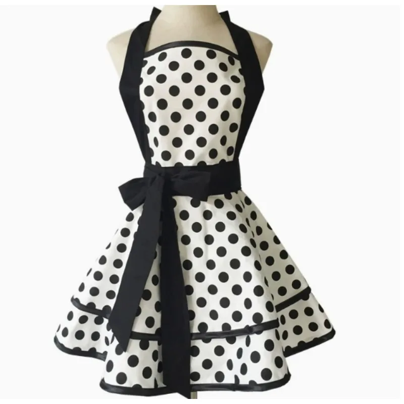 

Хлопковый фартук в горошек для женщин, для кухни, готовки и выпечки, прочная рабочая одежда
