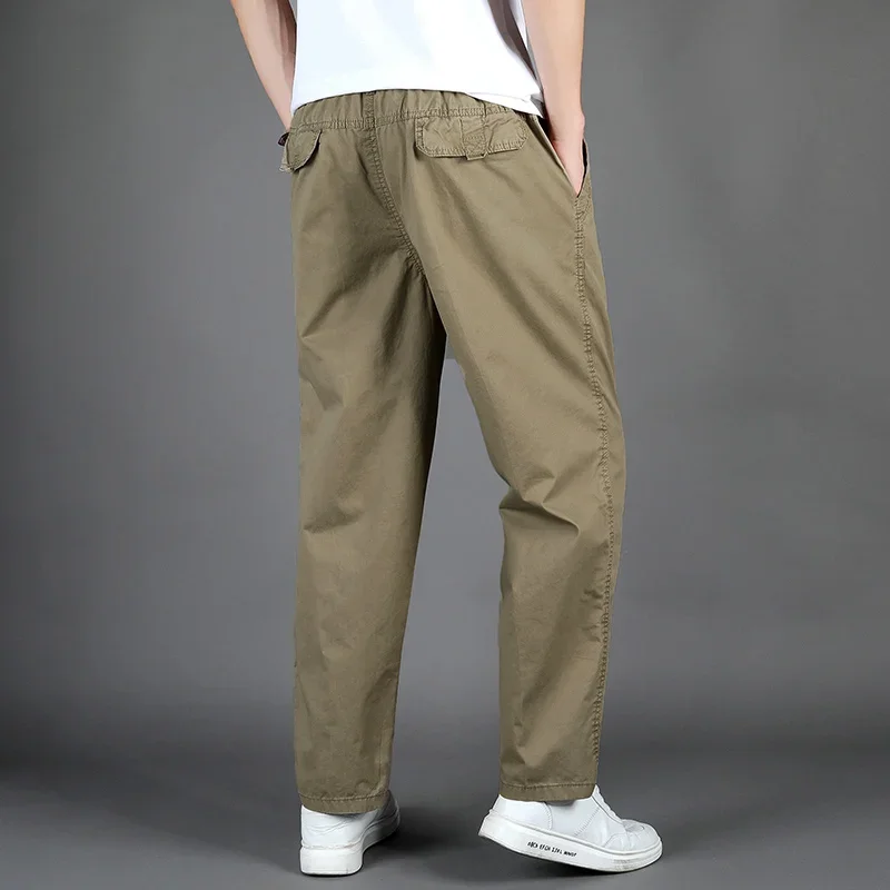 Calça casual de grandes dimensões masculina, algodão, tendência da moda, primavera, verão