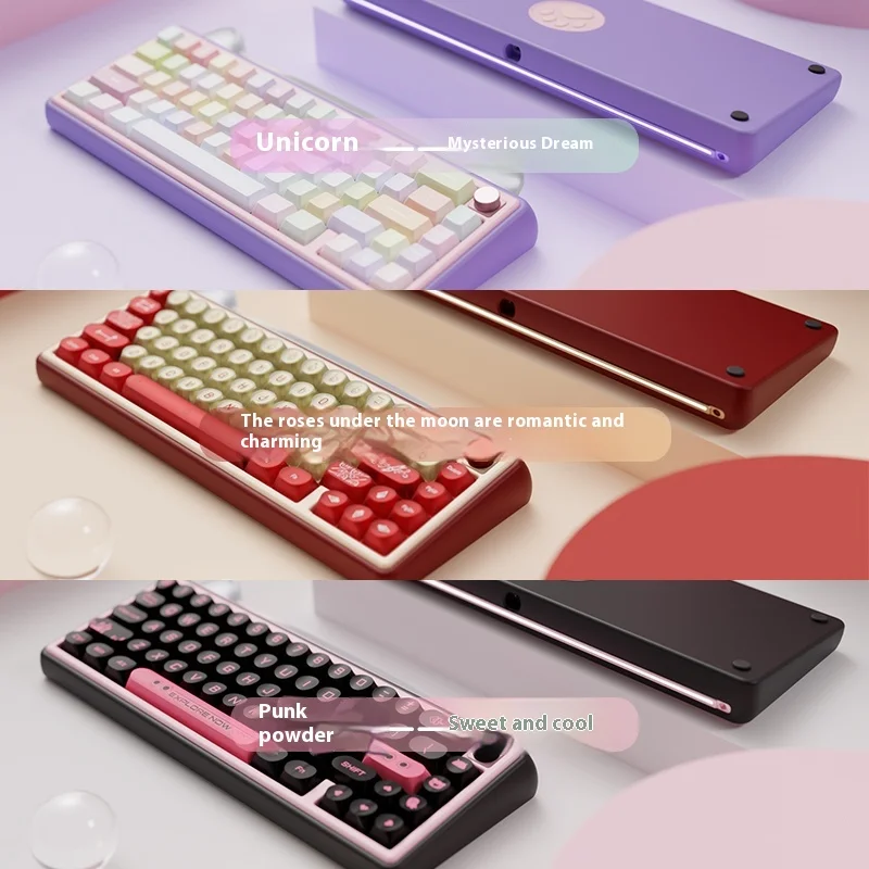 Chilkey Paw65 Mechanical Keyboard Rgb 3mode Gamer Keyboard With Knob Aluminum 66Keys Hot Swap Customization Pc Accessory Gifts