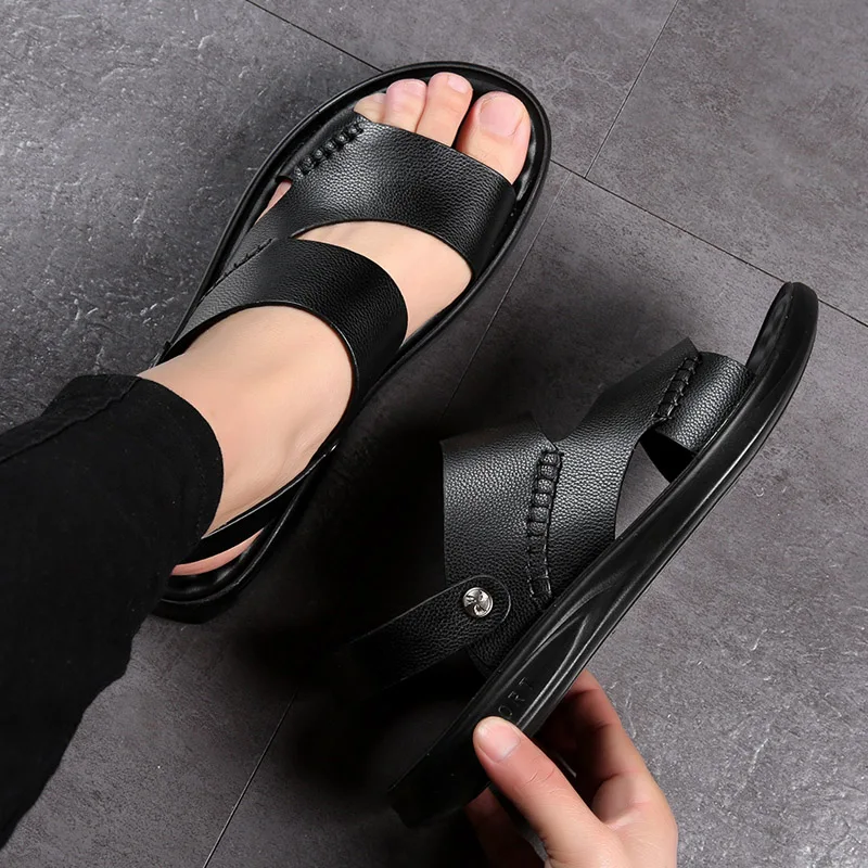 Summer Cool Shoes Men Solid Color Casual Beach Vacation Sandals Male Outdoor Dual-use Shoes Sandals Slipper Big Size Shoes 47 48