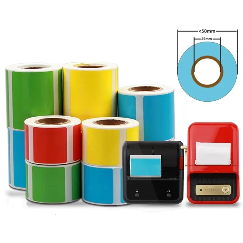 Portable Small Roll Color Four-proof Thermal Label Paper 30 40 50 60 70 mm Portable Printer Tear Resistant Price Sticker