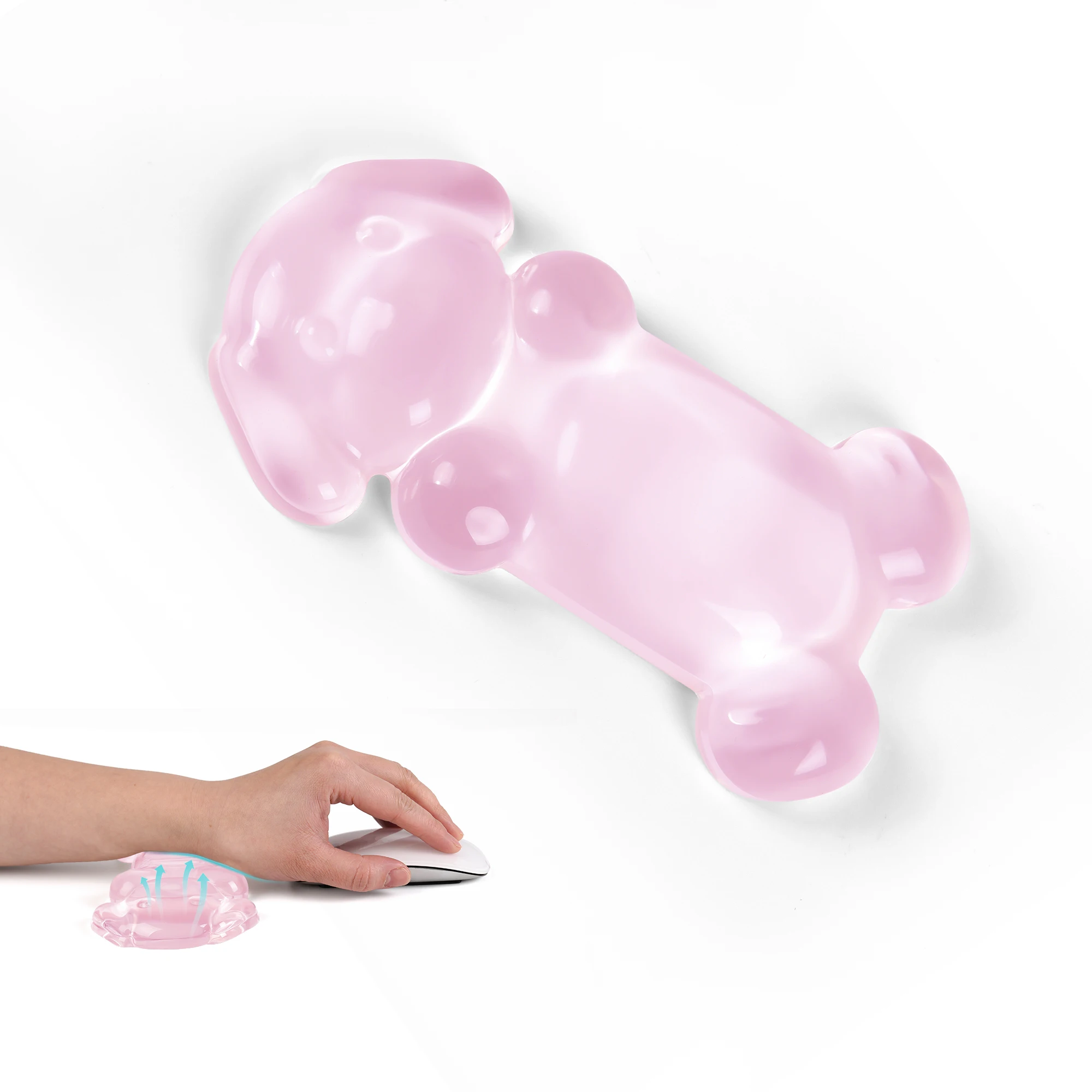 Ergonomische Silikon-Gel-Mauspad-Handballenauflage, Pink, Transparent, Niedlicher Hund, Komfort & Unterstützung beim Tippen und Spielen
