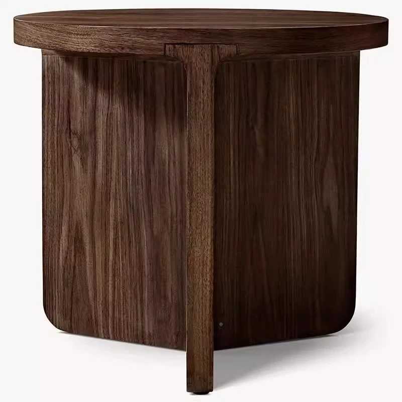 

Modern simple solid wood edge few round movable sofa side table