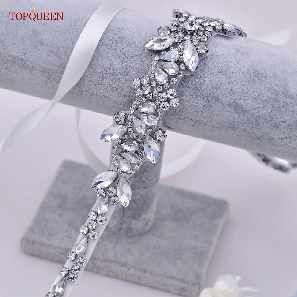 TOPQUEEN-cinturones de marca de lujo S51 para mujer, faja nupcial, accesorios para vestido de novia, apliques de diamantes de imitación brillantes, fajas de fiesta, 2022