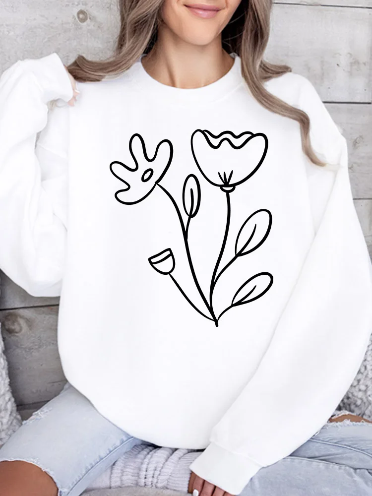 

Женский свитшот с милым цветочным принтом, повседневный пуловер с длинными рукавами, свободный крой, для ежедневной носки