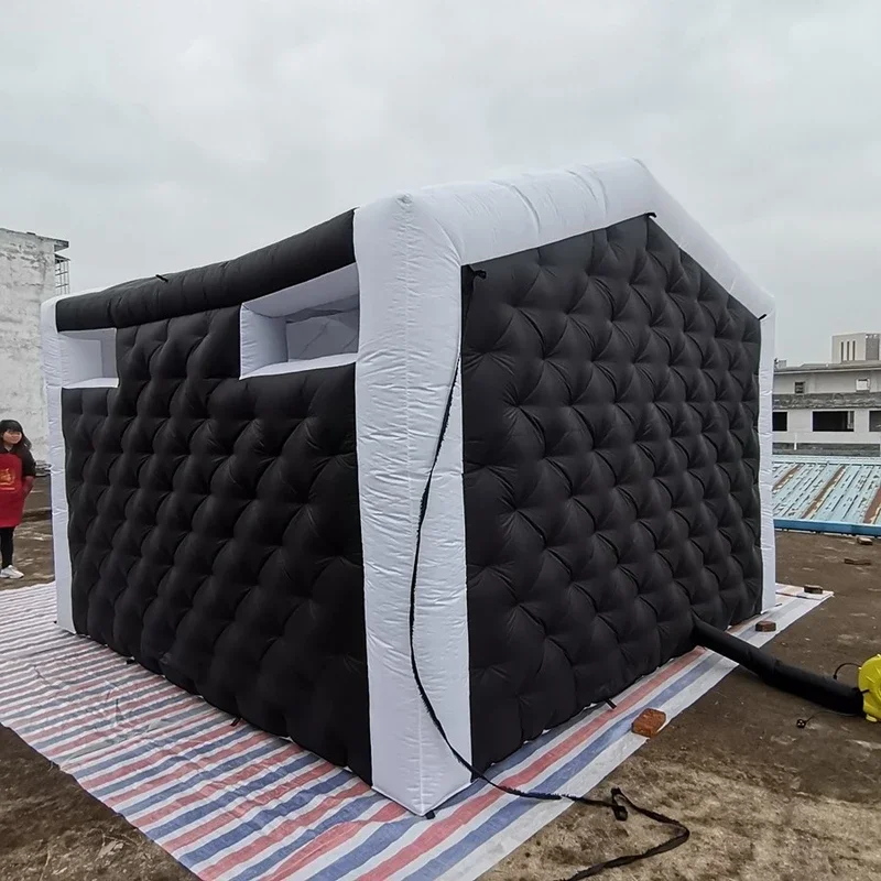 Tente gonflable extérieure de cube d'air, intérieur blanc, noir, extérieur, miel logé, salle d'exposition finie pour des événements de partie