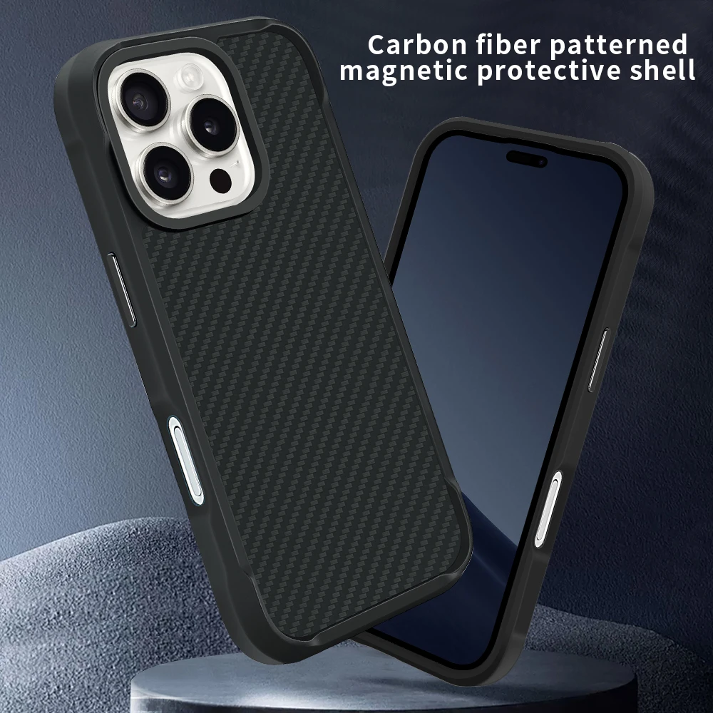 

Чехол для телефона из настоящего углеродного волокна и кевлара с магнитной беспроводной зарядкой, совместимый с iPhone 16 Pro 16 pro max