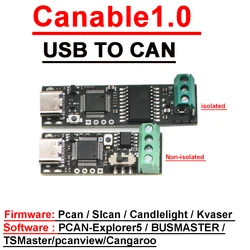 TYPEC USB To CAN CANable USBCAN Analyzer Adapter python-CAN Communication Software Control Pcanview Cangaroo Firmware Pcan Slcan