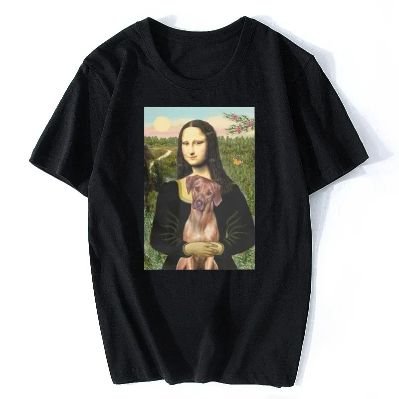 New Midnite Men Rhodesian Ridgeback Mona Lisa T Shirt Dogs Pets Cotton Tops Novelty T-Shirt Men Cotton Tshirt Tees Harajuku