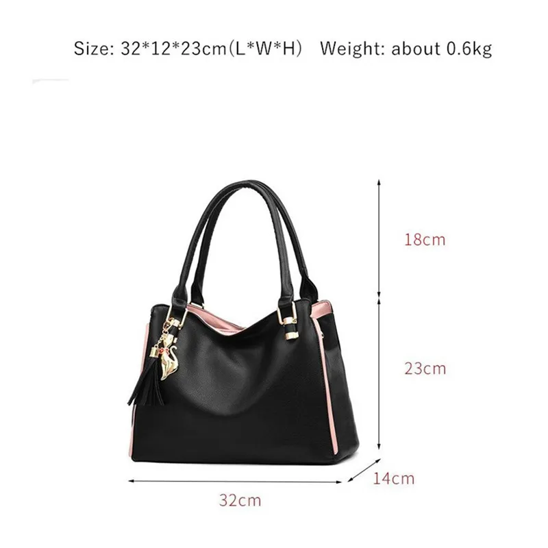 Vento Marea Big Bag For Women 2023 Black Soft Pu Leahter Totes Tassel Classic Large Capacity Handbag Winter A4 Purse Many Pocket