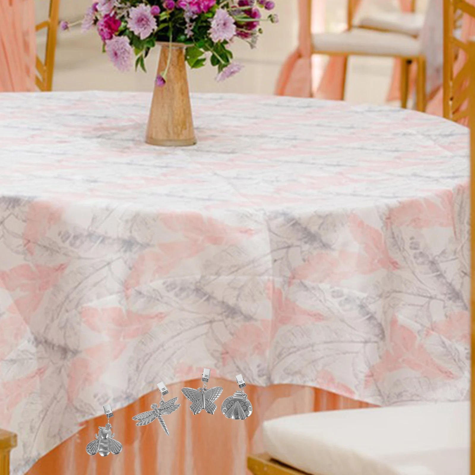 

4pcs Insect Zinc Alloy Weights For Tablecloth Decorative Windproof Clips Outdoor Camping Table Cover Clamps Reusable Holders