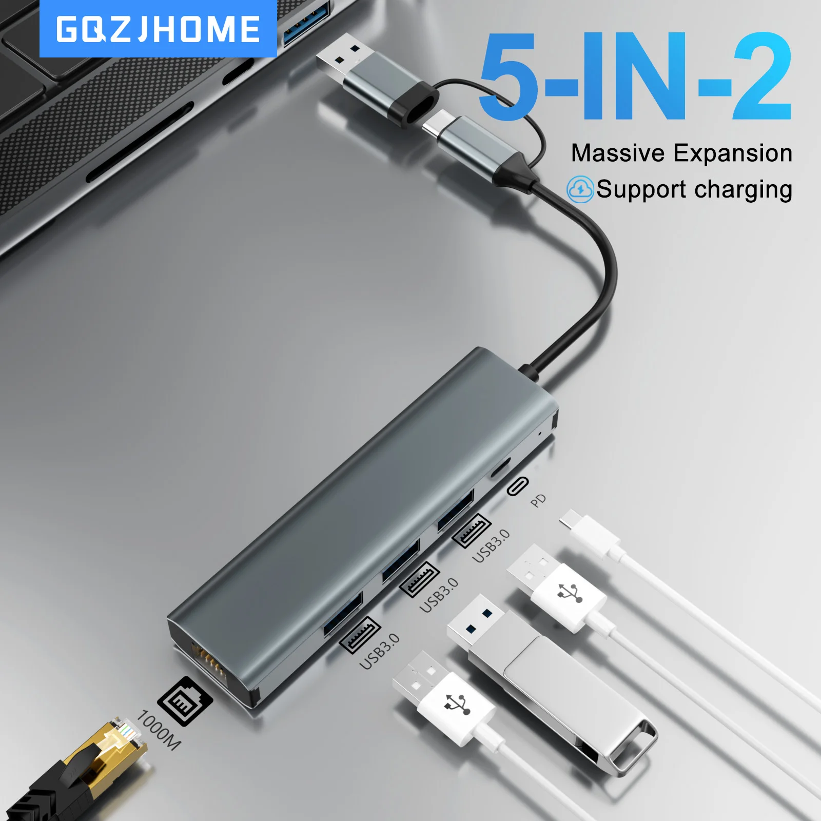 

1000Mbps Ethernet Adapter USB 3.0 Type C to RJ45 Network Card for Nintendo Switch PC Laptop TV Box Internet USB Lan